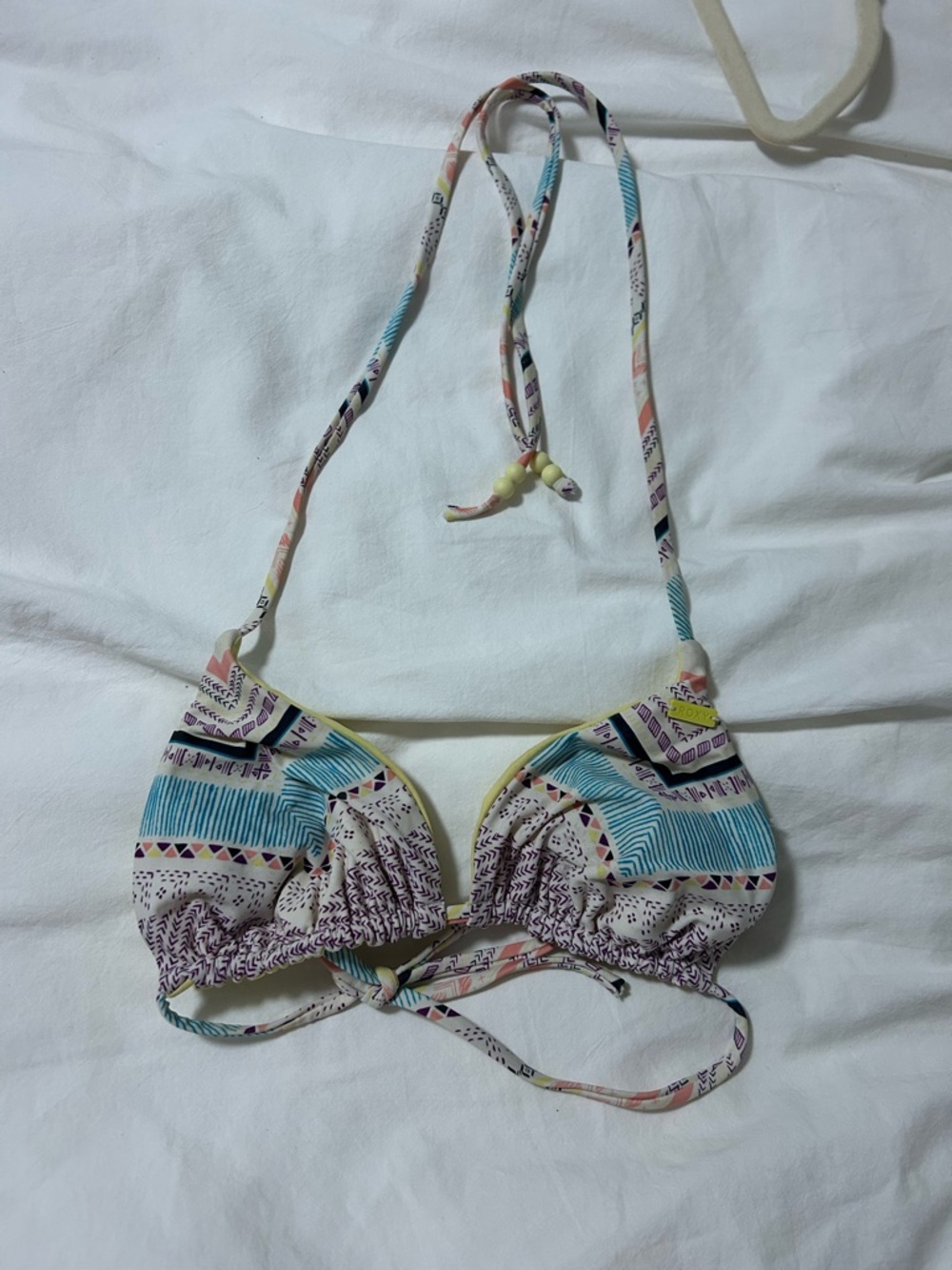 Roxy Women's Multicolor Triangle Bikini Top - Blue, Purple, Yellow, White